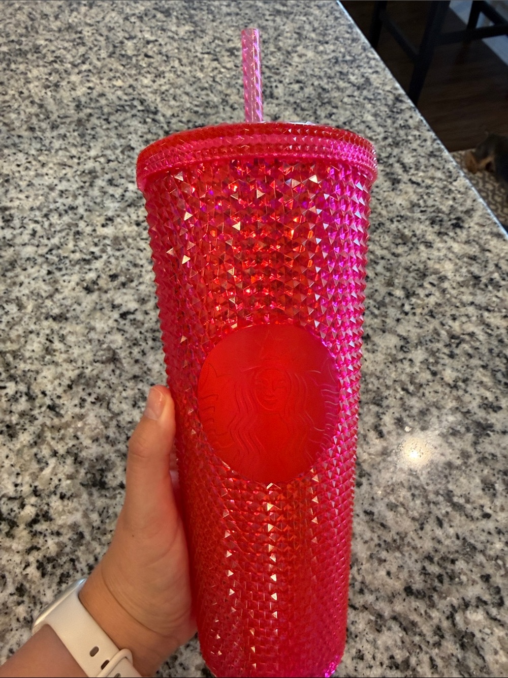 Starbucks Hot Pink Studded Cold Cup with Straw
